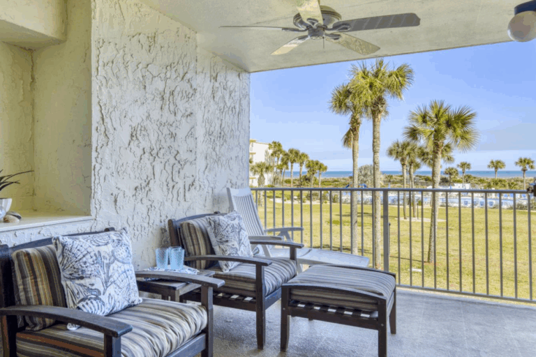 Ocean-view balcony at Colony Reef 3203 vacation rental in St. Augustine Beach